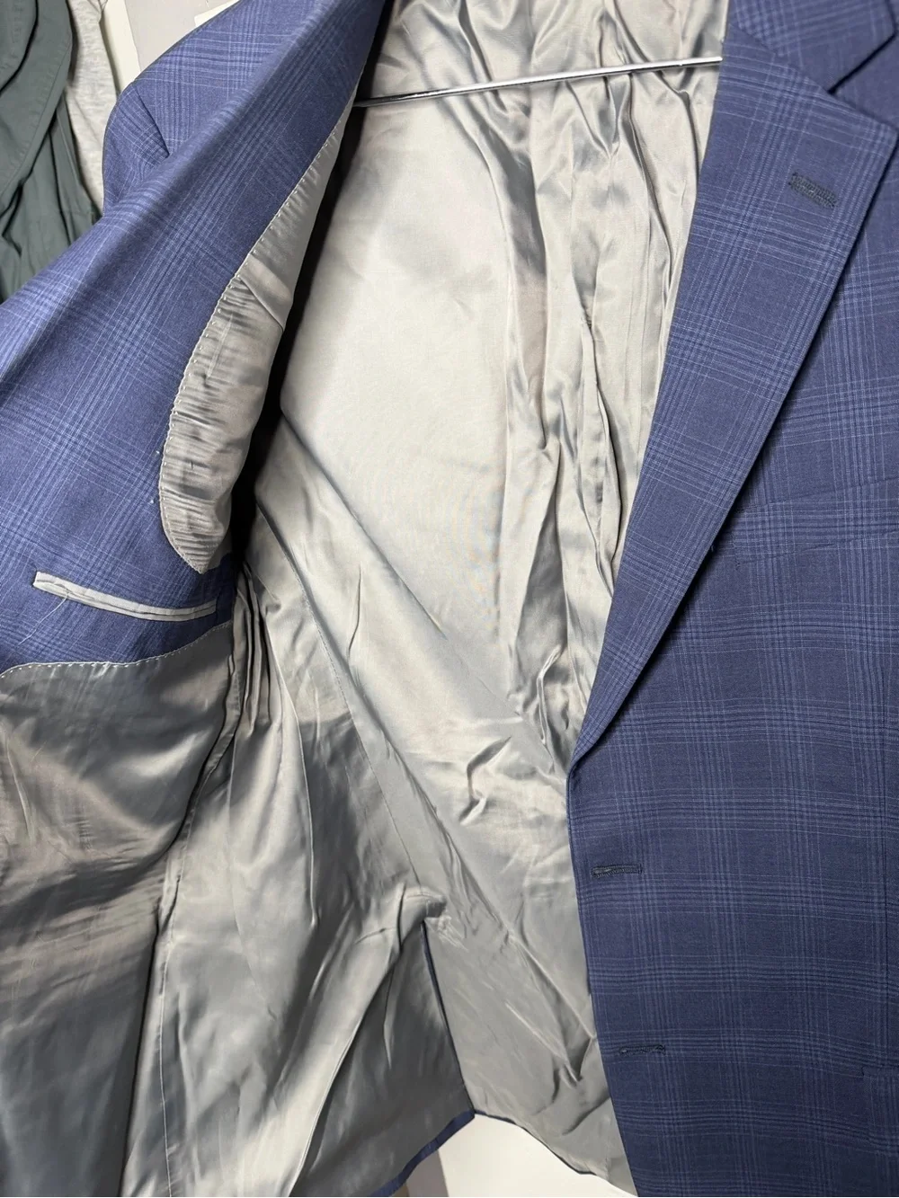 Hart Schaffner Marx Sport Coat Blazer Mens 44L Blue Plaid Wool